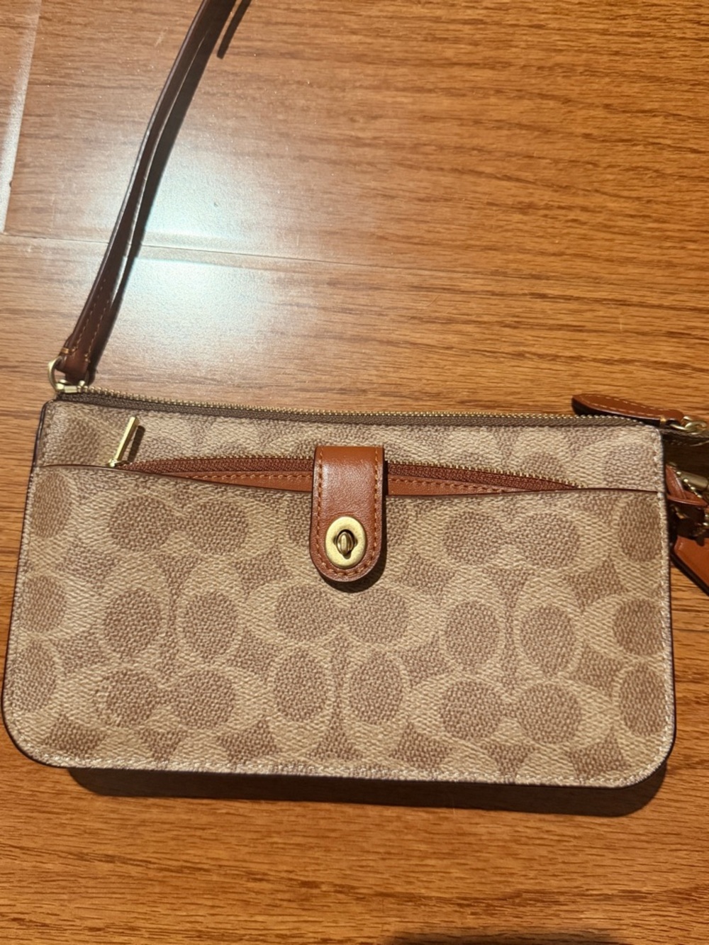 Coach Brown Signature Canvas Crossbody Bag with Tan Leather Trim - Picture 2 of 8